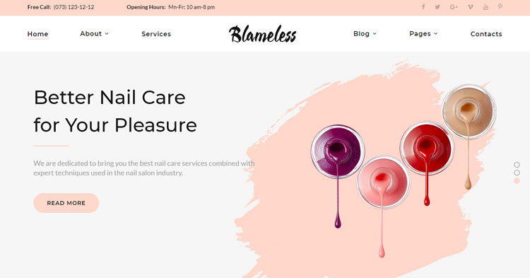 Download Blameless Nail Salon Website Template Now!
