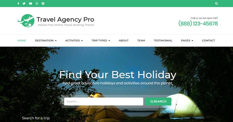 Download Rarathemes - Travel Agency Pro WordPress Theme